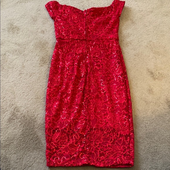 ***NWT*** BISOU BISOU RED SEQUIN OFF THE SHOULDER SHEATH DRESS - Picture 14 of 15